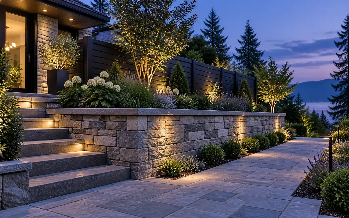Completed masonry and fencing project